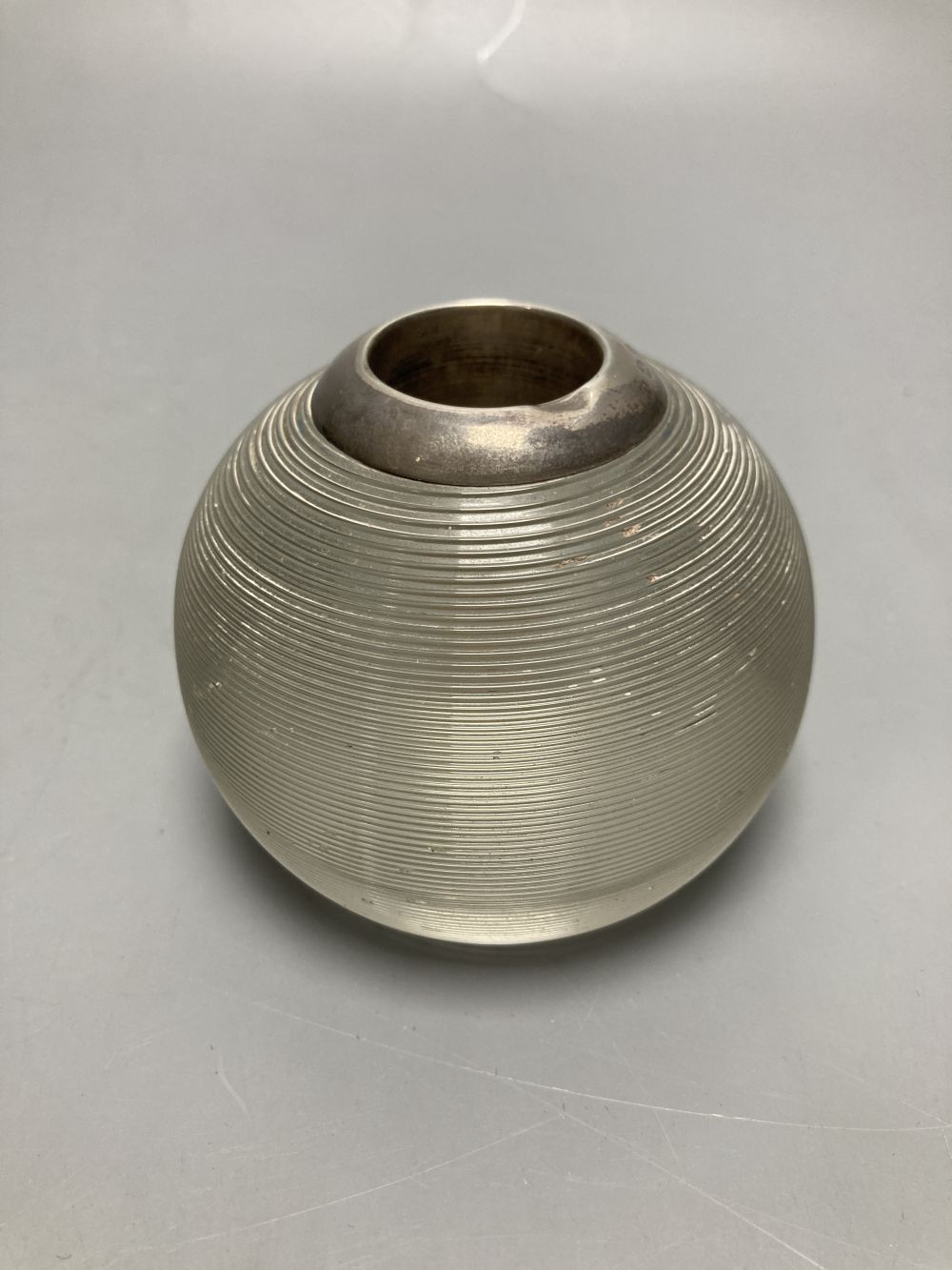 A late Victorian silver mounted ribbed glass match strike, Birmingham, 1896, height 63mm & 3 other items.
